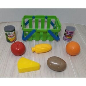 Fisher price vintage fun with food shopping basket play food cans cheese veggies